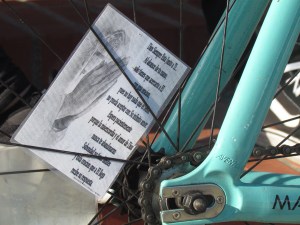 A prayer card for a Ride of Silence participant in Richmond. Photo: Melanie Curry/Streetsblog