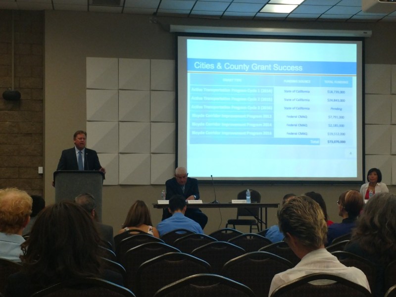 Darrell Johnson, Orange County Transportation Authority CEO, speaks at October’s 2016 Orange County Active Transportation Forum. Photo by Kristopher Fortin