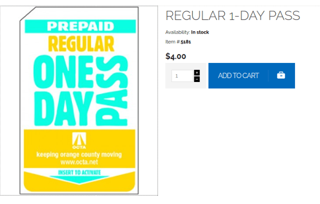 The OCTA day pass promotional discount that began in October will phase out on April 9 and return to a $5 fare. Image: OCTA