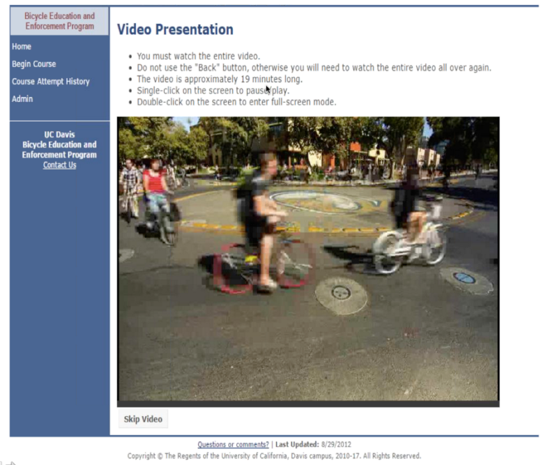 A screenshot from UC Davis' online ticket diversion class, which is available to anyone.