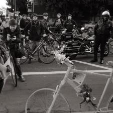 From the 2017 'Ride of Silence' in San Francisco. That's Kate Slattery's ghost bike. Photo: Paul Valdez