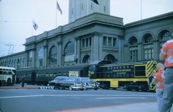 It was once possible to run a passenger train directly from Caltrain's mainline to the ferry terminal, as seen here in 1940. Photo: sfbayrail.com