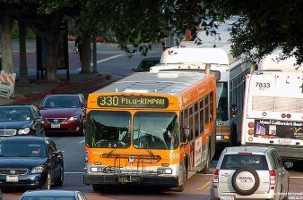 The loss of bus ridership as service has been cut and speeds have slowed swamps recent gains in rail ridership. Photo via David Guo/Flickr