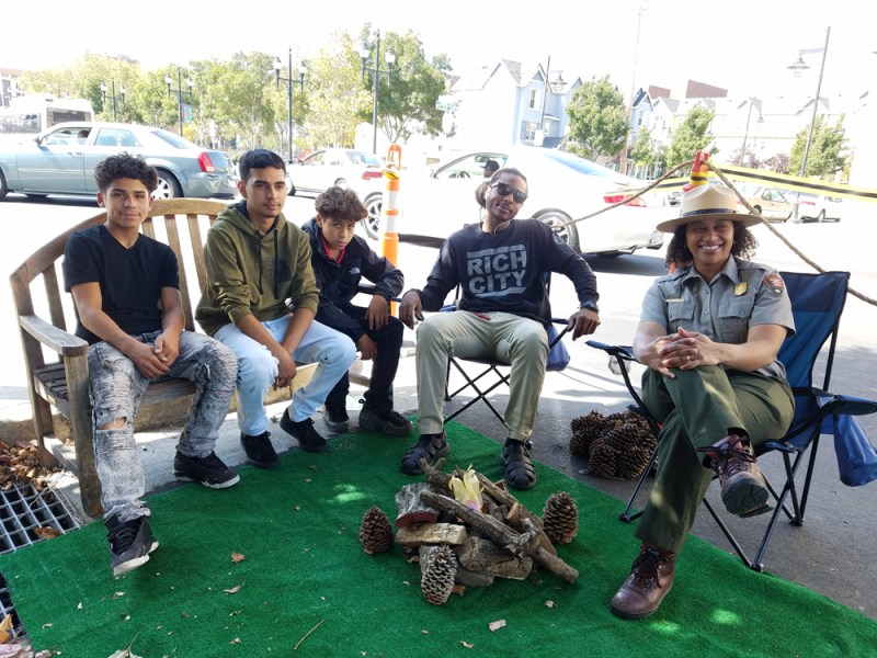In Richmond, residents gathered outside of Rich City Rides to celebrate Park(ing) Day safely. Photo: Josue Hernandez/Rich City Rides