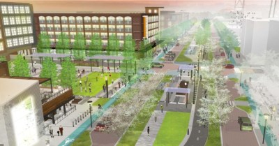 The new Monon Boulevard, under construction in Carmel this fall. Rendering by Rundell Ernstberger Associates.