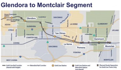 From the east San Gabriel Valley, it's a lot cheaper to ride the Gold Line than to ride the parallel San Bernardino Metrolink Line. Distance-based fares could narrow this disparity. Image via Metro staff report