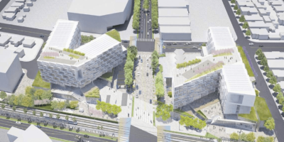 A rendering of the proposed project, looking south along Crenshaw from Exposition. Source: Metro