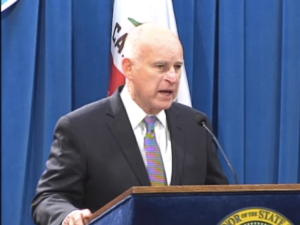 Governor Brown presents his budget proposal Wednesday in Sacramento. Image: Screengrab from CalChannel.com