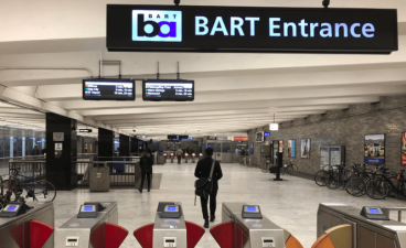 As part of a pilot project, BART arrival information is now visible from outside the paid-fare area in Civic Center station: Photo: BART
