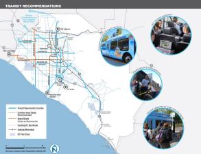 Transit recommendations in OCTA's Transit Master Plan. The plan proposes  improvements to transit based on density. Image: OCTA