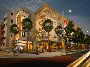 Rendering for the 49-unit housing project proposed for 1st and Lorena. Source: A Community of Friends