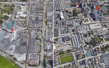 A university campus in the Vancouver suburb of Surrey takes on an asphalt-riddled hospital campus girdled by highways in Providence.