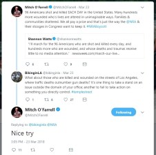 L.A. City Councilmember Mitch O'Farrell responding to traffic violence concerns: "Nice try" Screenshot via Twitter