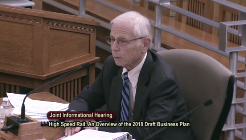 Louis Thompson of the High-Speed Rail Peer Review Group testified at both recent legislative hearings.