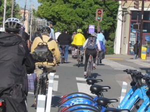 Bike to Work Day is a chance to get out and ride, with a team to cheer you on and maybe offer you a donut. Photo: Melanie Curry/Streetsblog