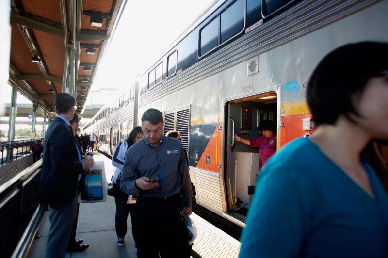 Passengers disembark from Amtrak's San Joaquin train's inaugural "Morning Express" in Sacramento. All photos by Minerva Perez/Streetsblog