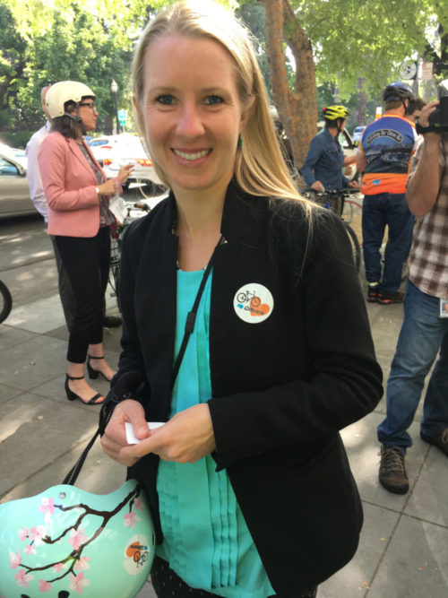Caltrans Chief of Pedestrian and Bicycle Safety Rachel Carpenter at the recent (Deputy) Director's Ride in Sacramento. Photo: Melanie Curry/Streetsblog