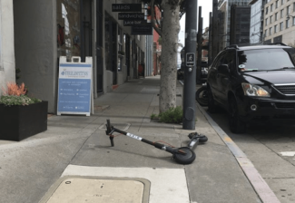 Taken last April at Townsend and Lusk. Photo: Walk SF's "Scooters Behaving Badly" page