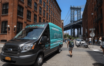 The Chariot vans running around Brooklyn streets are mostly empty. Photo: Ford