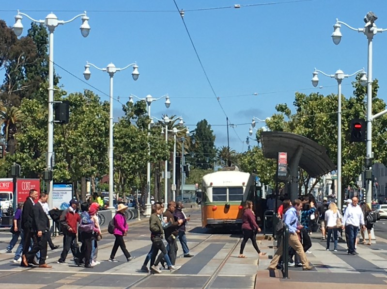 San Francisco has high rates of transit use and walking trips, making it a more livable place. Photo: Melanie Curry/Streetsblog