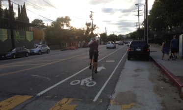 Silver Lake's half-mile Rowena Avenue road diet appears to be under attack. Photo by Joe Linton/Streetsblog L.A.