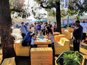 San Diego's City Heights Community Development Corporation received a grant in 2018 for this "placemaking" project aimed at slowing traffic speeds. Photo courtesy AARP.