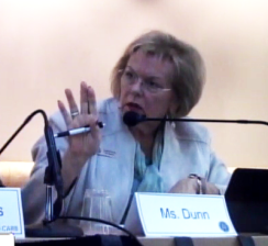 Transportation Commissioner Lucy Dunn makes a point