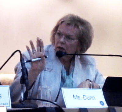 Transportation Commissioner Lucy Dunn makes a point