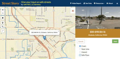 Reporting a crash on Street Story