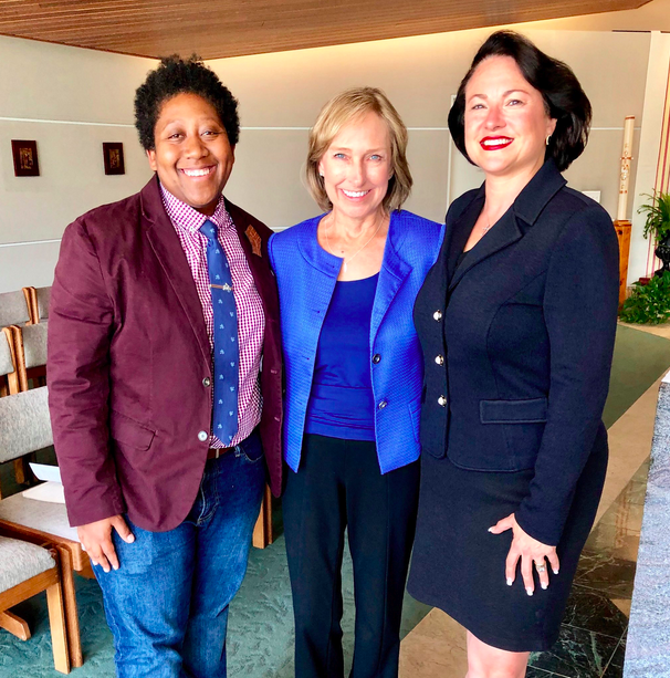 Tamika Butler, left, when she was sworn in as CTC commissioner. CTC Executive Director Susan Bransen and Commissioner Hilary Norton are with her. Image: Susan Bransen via Twitter