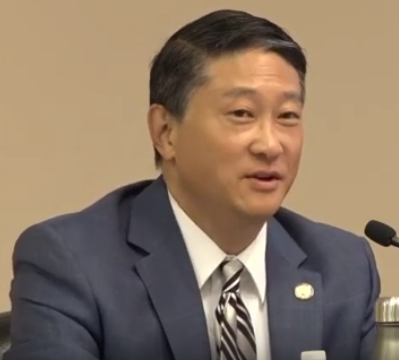California State Transportation Agency David Kim addresses the California Transportation Commission in Modesto on October 9. Image: Screengrab from CTC