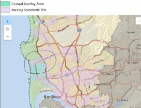 The area in question is the pink slice of Pacific Beach, outlined in black on this blurry map from the Coastal Commission's agenda.