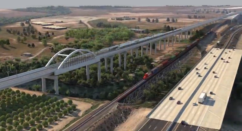 CAHSRA visualization of the under-construction San Joaquin River Viaduct - via YouTube