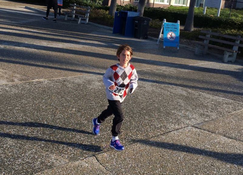 Pre-Covid-19, my son was already social distancing when he ran. However, I have no idea where he got the idea for that sweater. - DN