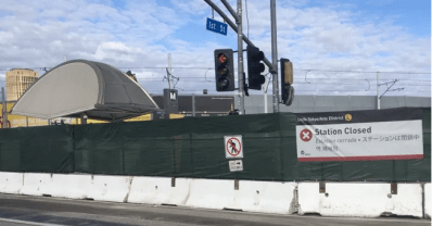 Construction at closed Metro station
