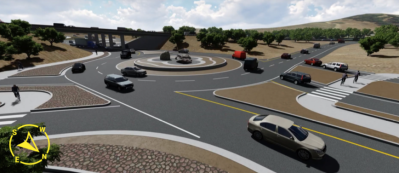 Soscol Junction's planned double roundabouts include a way to "accommodate" bike and pedestrian travel without slowing down cars. Image: Napa Valley Transportation Authority