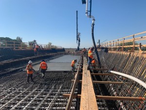 A concrete pour for CAHSRA's Poso Creek viaduct. Photo: CAHSRA