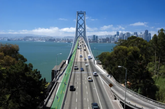 Rendering of a Bay Bridge bike lane, from perspective of Yerba Buena Island