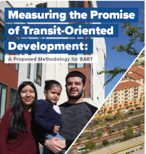 Image grom the cover of TransForm's report: Measuring the Promise of Transit-Oriented Development.