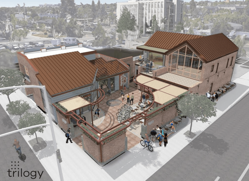 The soon-to-launch Redding Bike Depot will be a key support for Redding's e-bike share, funded by a Clean Mobility Options grant. Image courtesy Shasta Living Streets