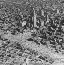 Kansas City, Mo. clears the way for a freeway, 1957. Source: Source: Missouri Valley Special Collections, Kansas City Public Library.