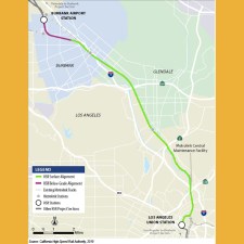 The planned alignment for the Burbank-to-LA segment of High-Speed Rail