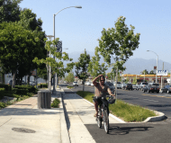 Protected bike lane in Temple City. Photo by Joe Linton/Streetsblog