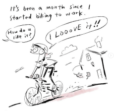 Illustration by AnChi Shen. "To clarify," she writes, "I do get free parking at work! But if I don’t use it, I get💰!"